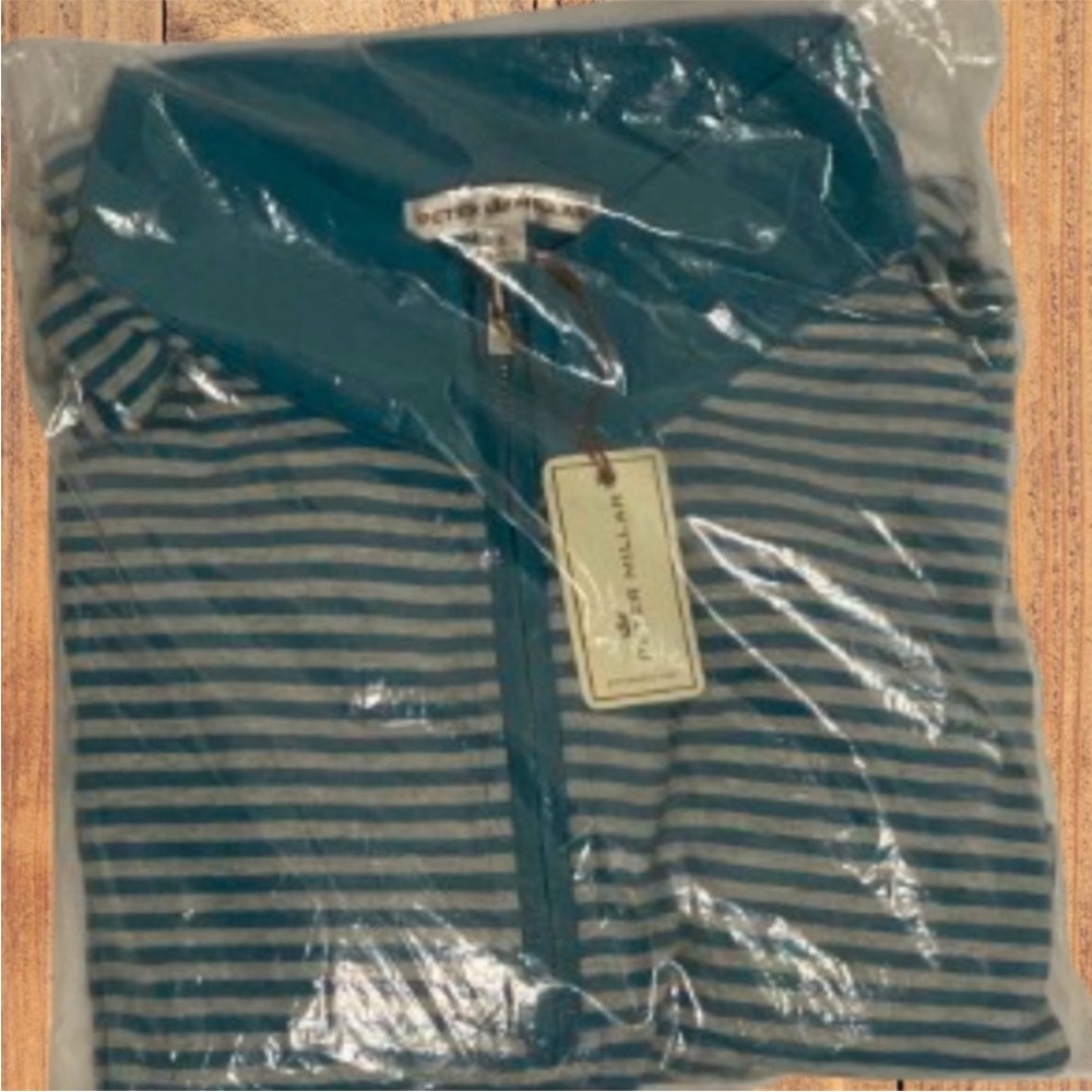 Peter Millar Blue and Gray Zip Up Sweater - Picture 2 of 6